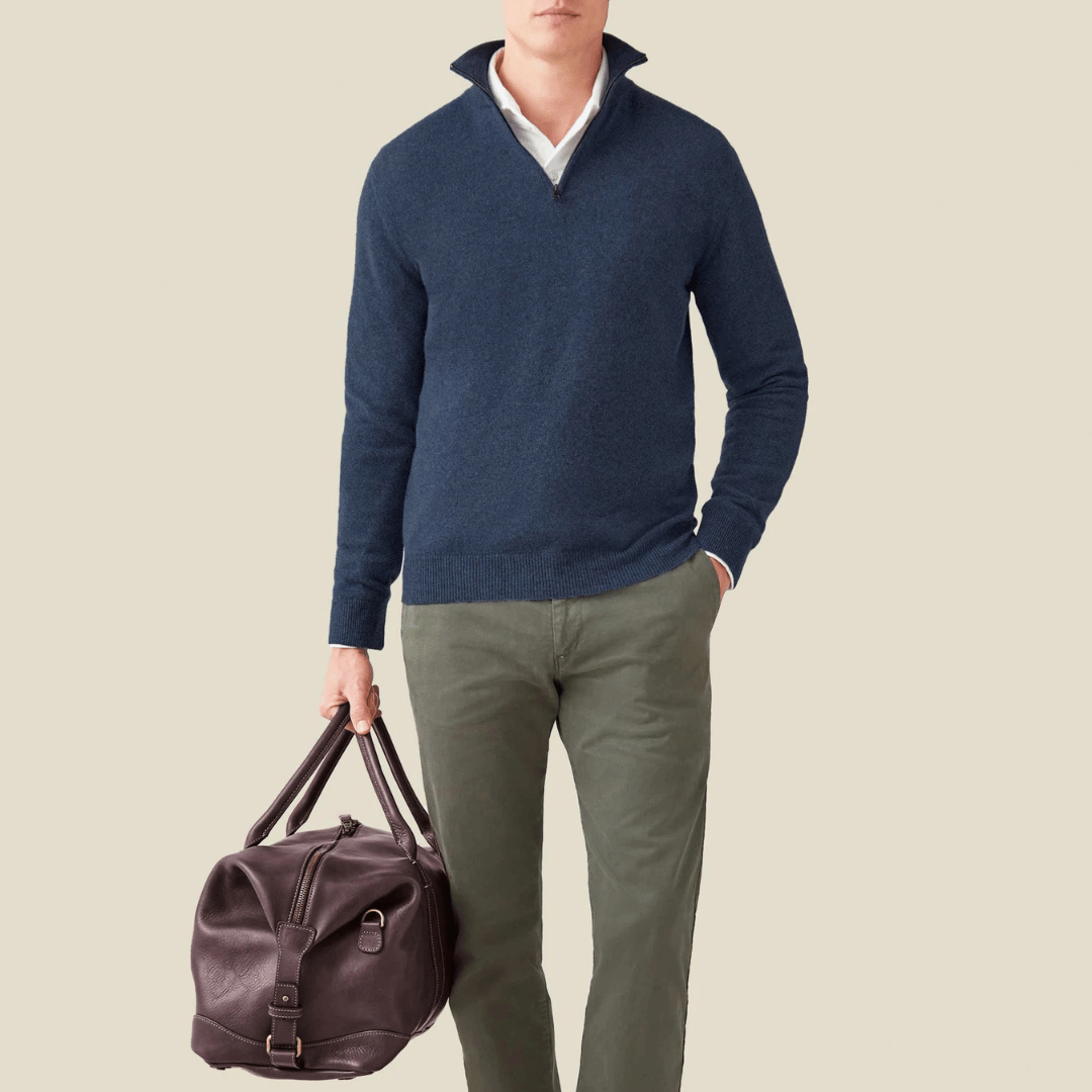 Pull Chaud Slim Fit à Demi-Zip pour Homme | Pull d’Hiver Zippé