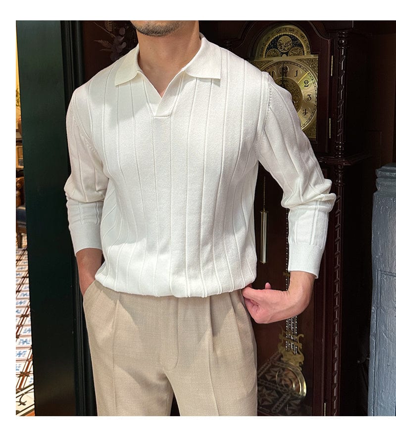 Pull Polo d’Hiver à Manches Longues pour Homme | Doux & Chaud