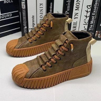 Baskets Montantes Streetwear à Semelle Épaisse pour Homme | Chaussures à Lacets Confortables