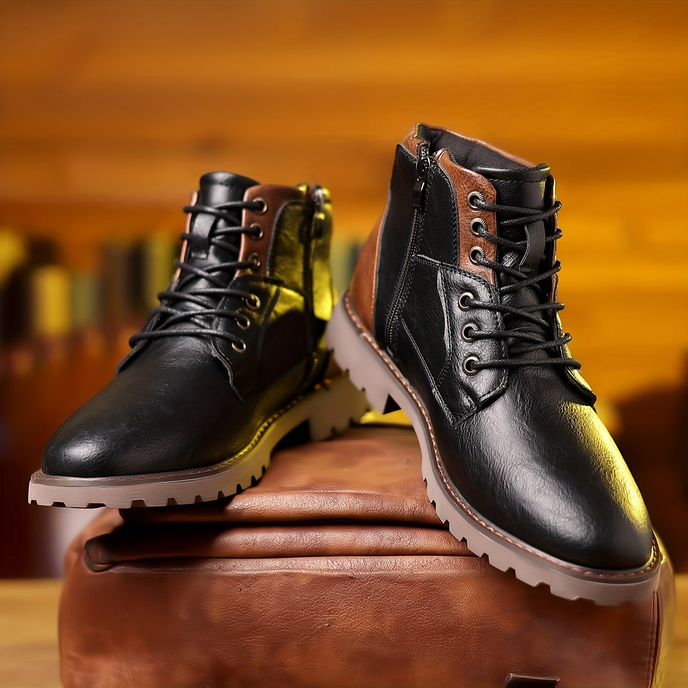 Bottes à Lacets pour Homme avec Fermeture Éclair Latérale | Bottines Classiques et Durables