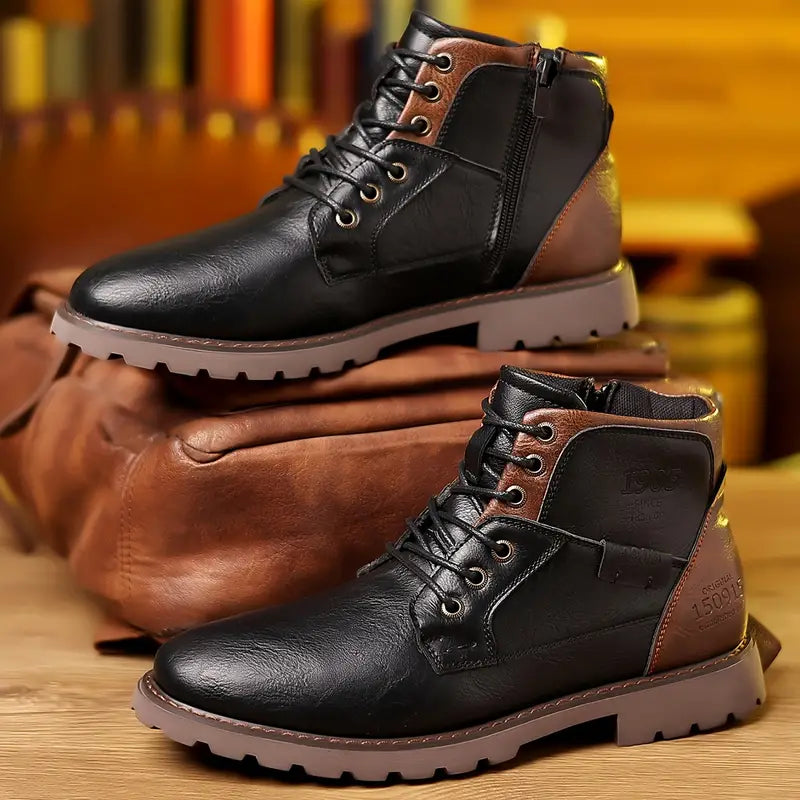 Bottes à Lacets pour Homme avec Fermeture Éclair Latérale | Bottines Classiques et Durables