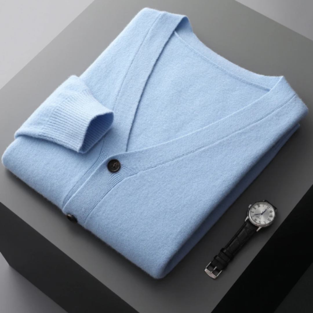 Cardigan en Maille à Col V et Boutons pour Homme | Pull d’Hiver Coupe Slim