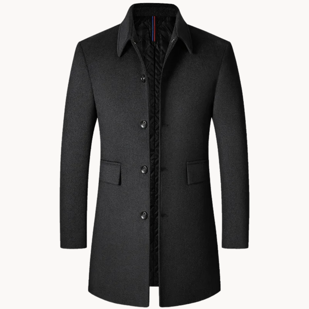 Manteau d’Hiver Long à Boutons pour Homme | Pardessus Slim Fit