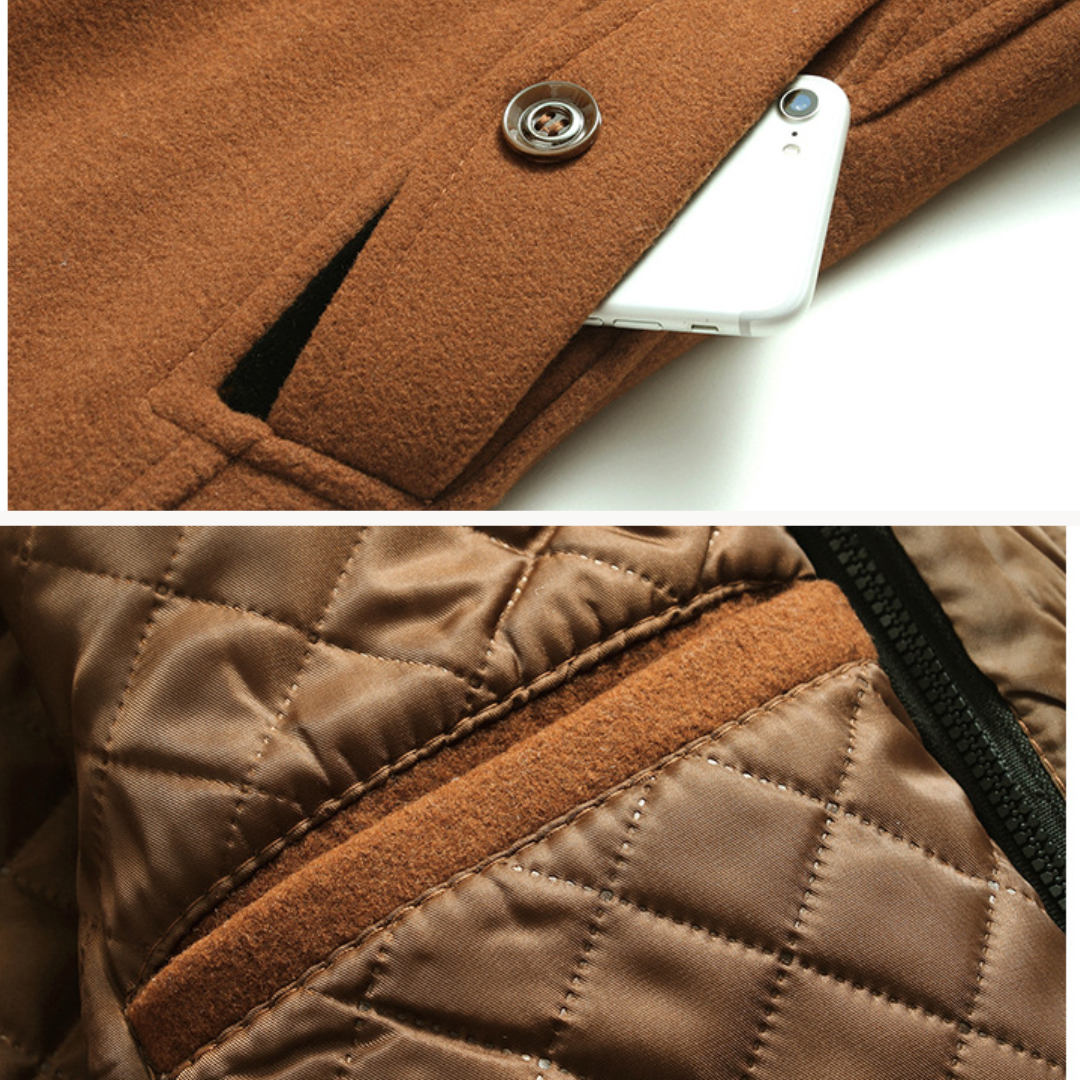 Manteau Long d’Hiver à Boutons pour Homme | Trench à Poches Multiples