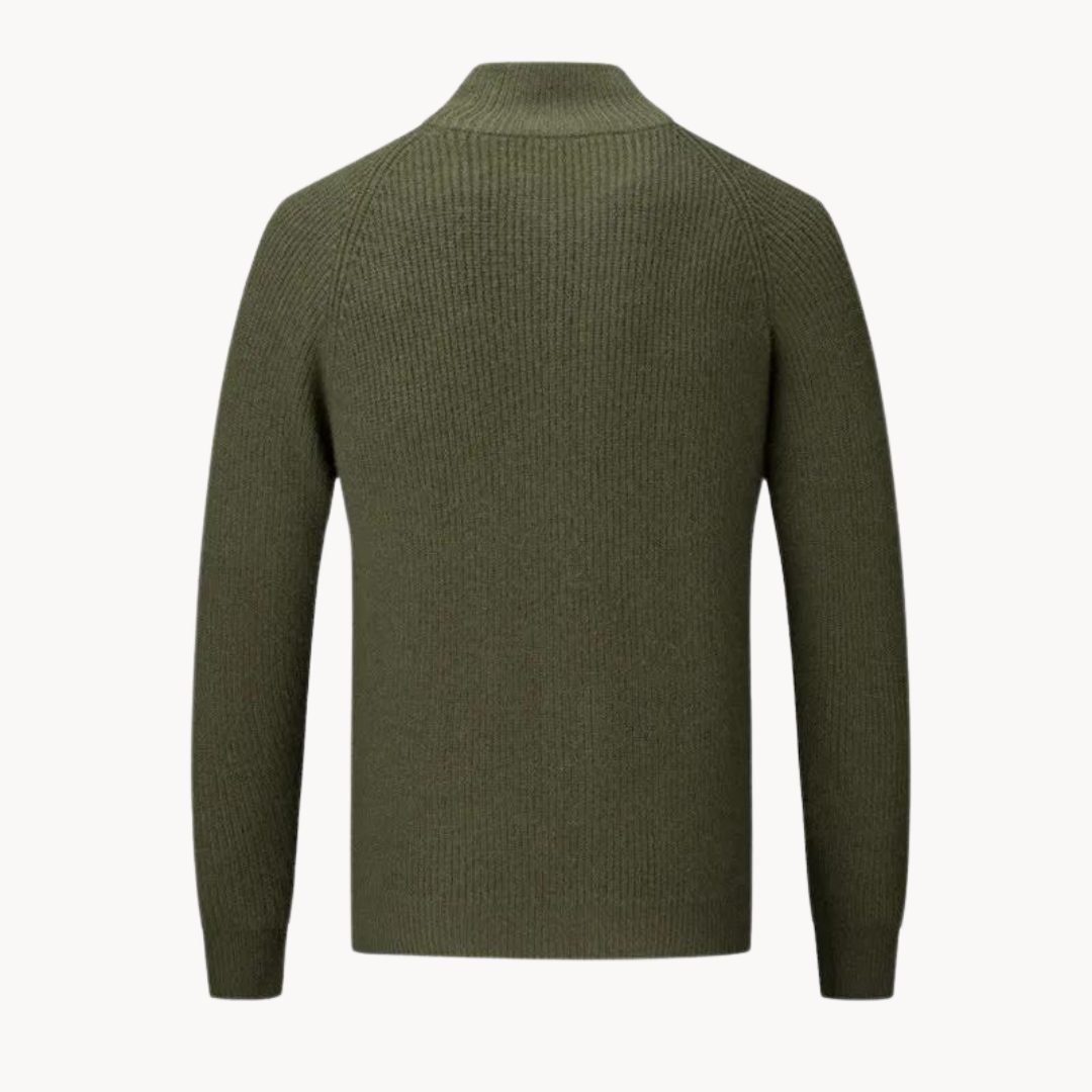 Cardigan Zippé en Maille Côtelée pour Homme | Pull Chaud