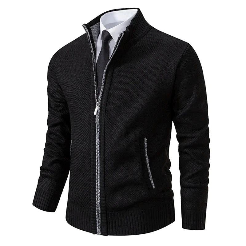 Pull Zippé Slim Fit en Maille pour Homme | Pull d’Hiver Élégant à Col Montant