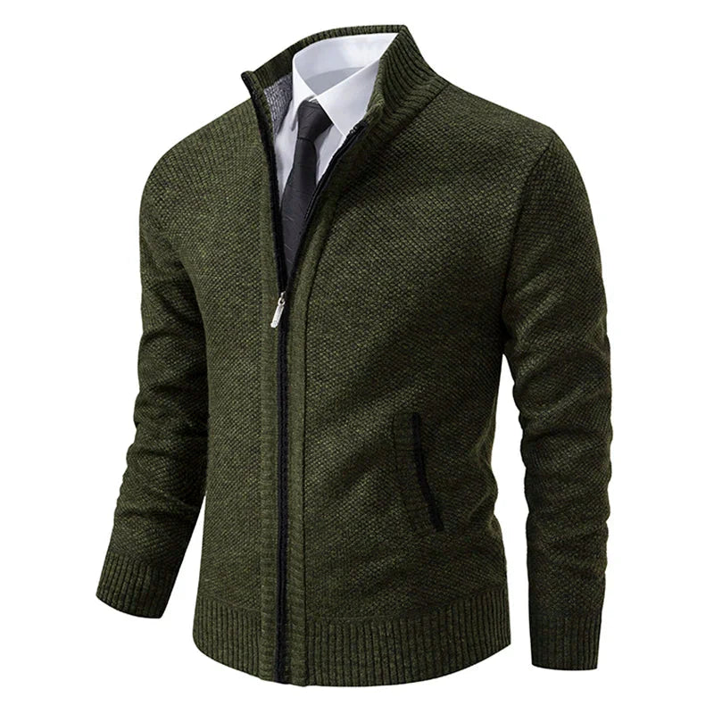 Pull Zippé Slim Fit en Maille pour Homme | Pull d’Hiver Élégant à Col Montant
