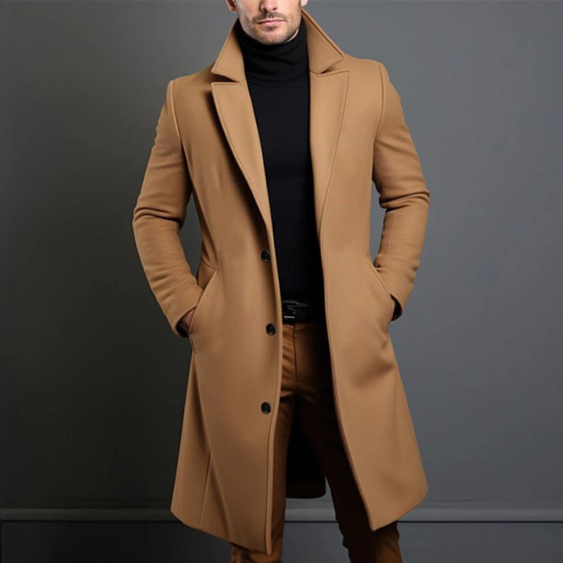 Manteau Long Croisé pour Homme | Trench Chaud d’Hiver