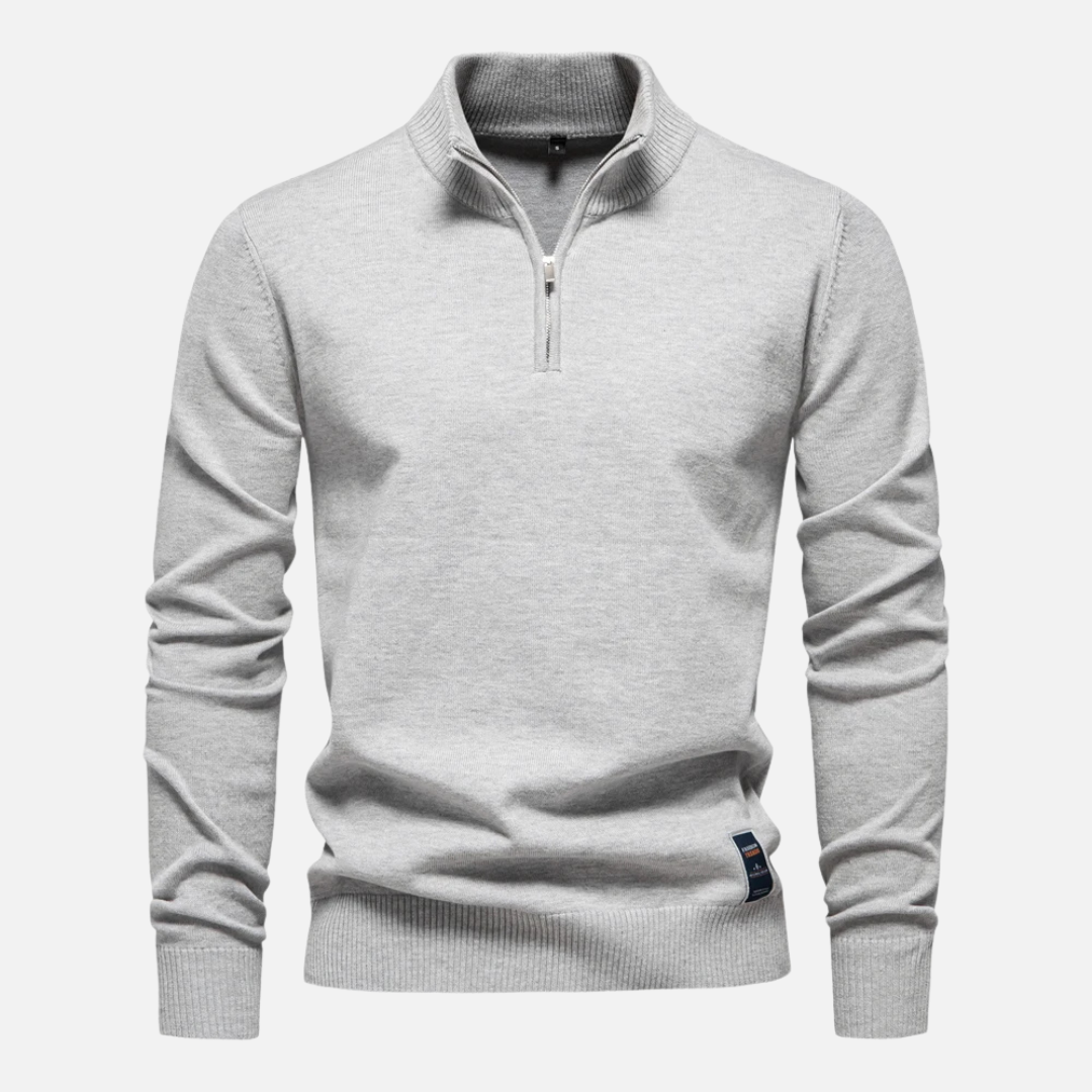 Pull en Maille à Demi-Zip pour Homme | Pull d’Hiver à Col Montant Chaud