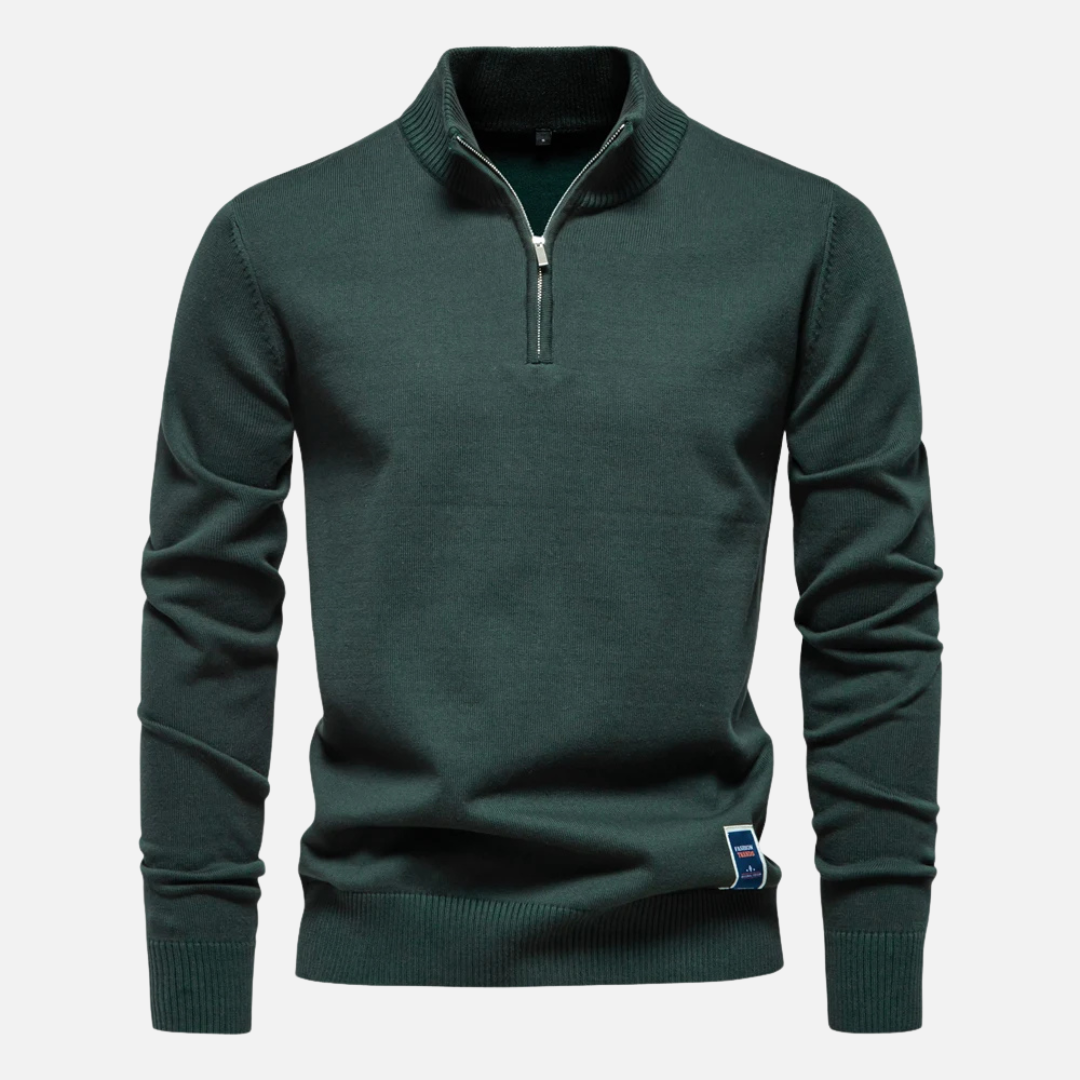 Pull en Maille à Demi-Zip pour Homme | Pull d’Hiver à Col Montant Chaud