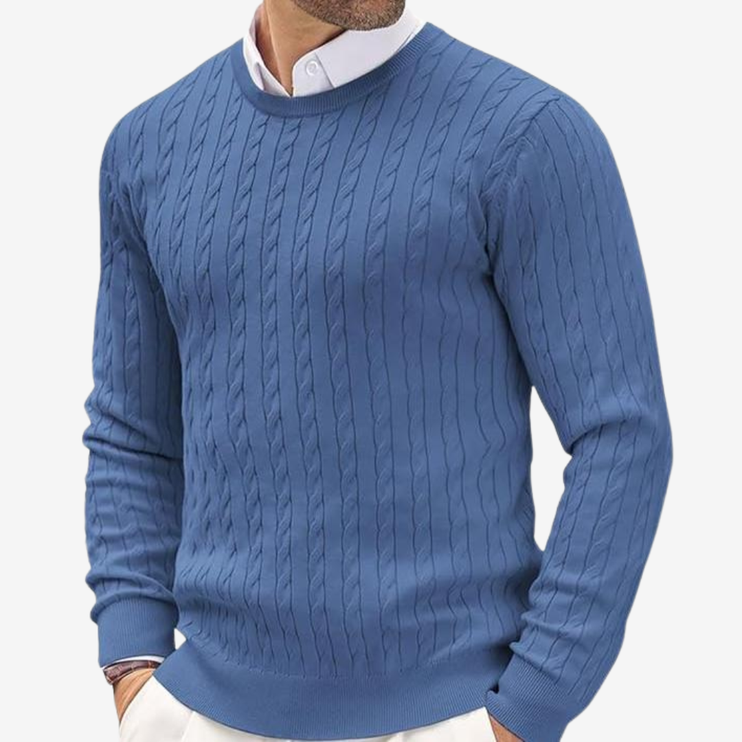 Pull d’Hiver à Col Rond en Maille Torsadée pour Homme | Pull Classique Chaud
