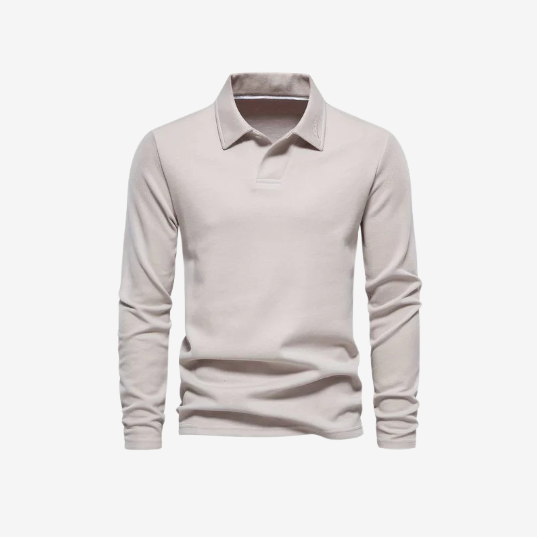 Polo à Manches Longues pour Homme avec Col Rabattu | Polo Décontracté Slim Fit