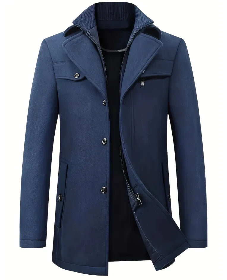 Trench Long d’Hiver à Double Fermeture pour Homme | Manteau Chaud