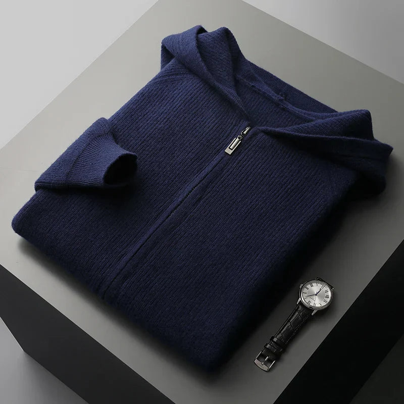Sweat à Capuche Zippé Chaud pour Homme | Pull d’Hiver en Maille