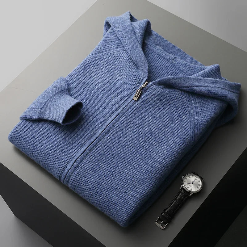 Sweat à Capuche Zippé Chaud pour Homme | Pull d’Hiver en Maille