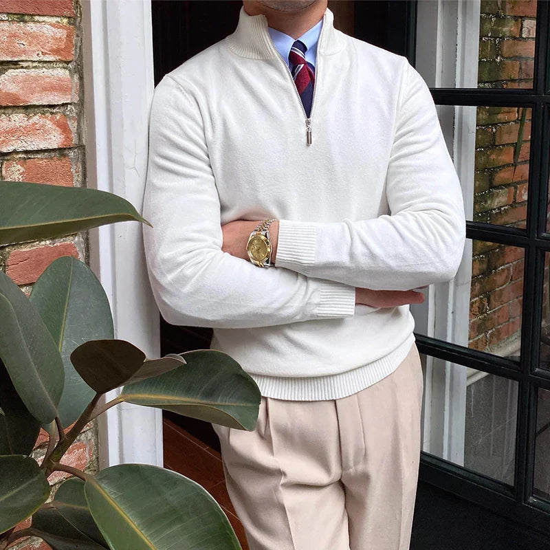 Pull d’Hiver Chaud en Maille à Demi-Zip pour Homme | Pull d’Affaires Élégant