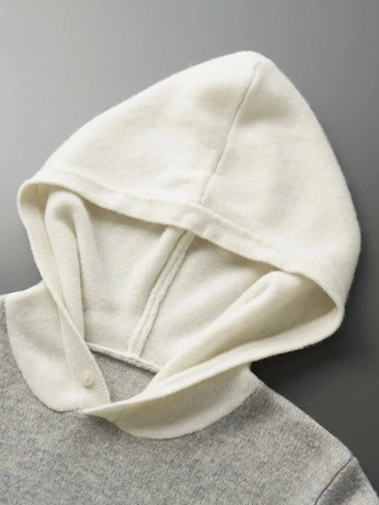 Pull à Col Polo avec Capuche pour Homme | Pull d’Hiver à Manches Longues Chaud