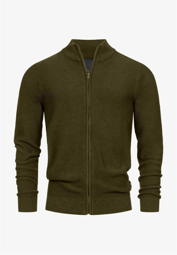 Cardigan d’Hiver Légèrement Zippé pour Homme | Pull en Maille Slim Fit Chaud