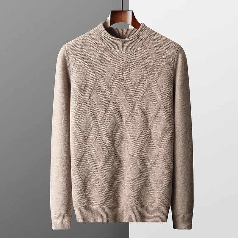 Pull à Col Rond en Maille à Motif Losanges pour Homme | Pull d’Hiver Chaud et Confortable