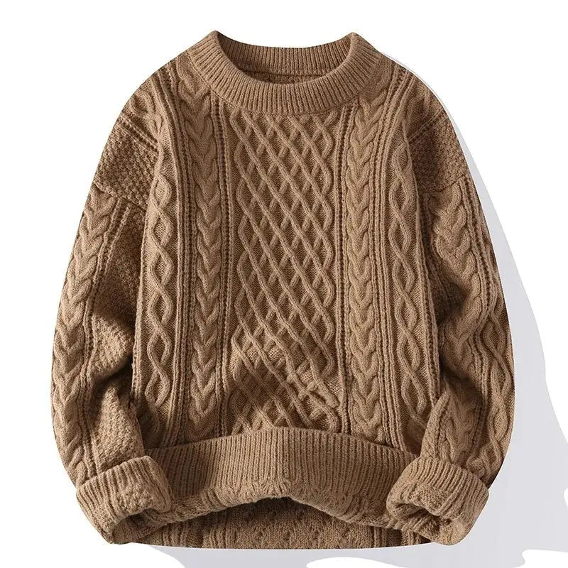 Pull en Maille Texturée à Col Rond pour Homme | Pull d’Hiver Chaud