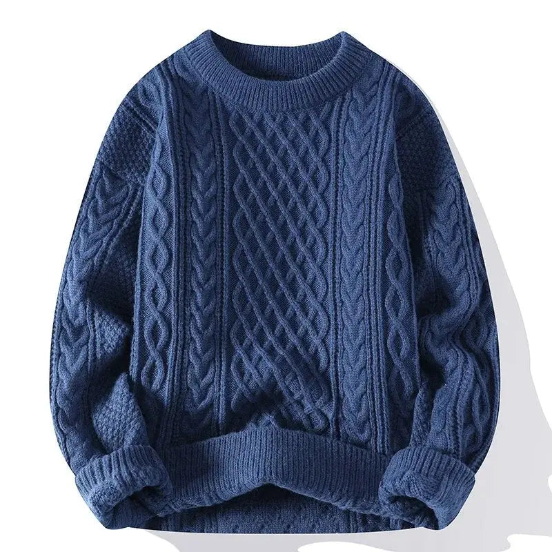 Pull en Maille Texturée à Col Rond pour Homme | Pull d’Hiver Chaud