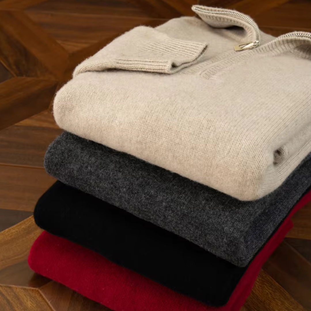 Pull Chaud en Maille à Demi-Zip pour Homme | Pull d’Hiver Confortable à Manches Longues