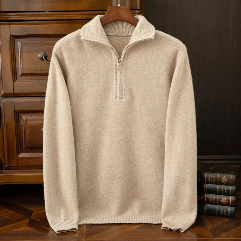 Pull Chaud en Maille à Demi-Zip pour Homme | Pull d’Hiver Confortable à Manches Longues
