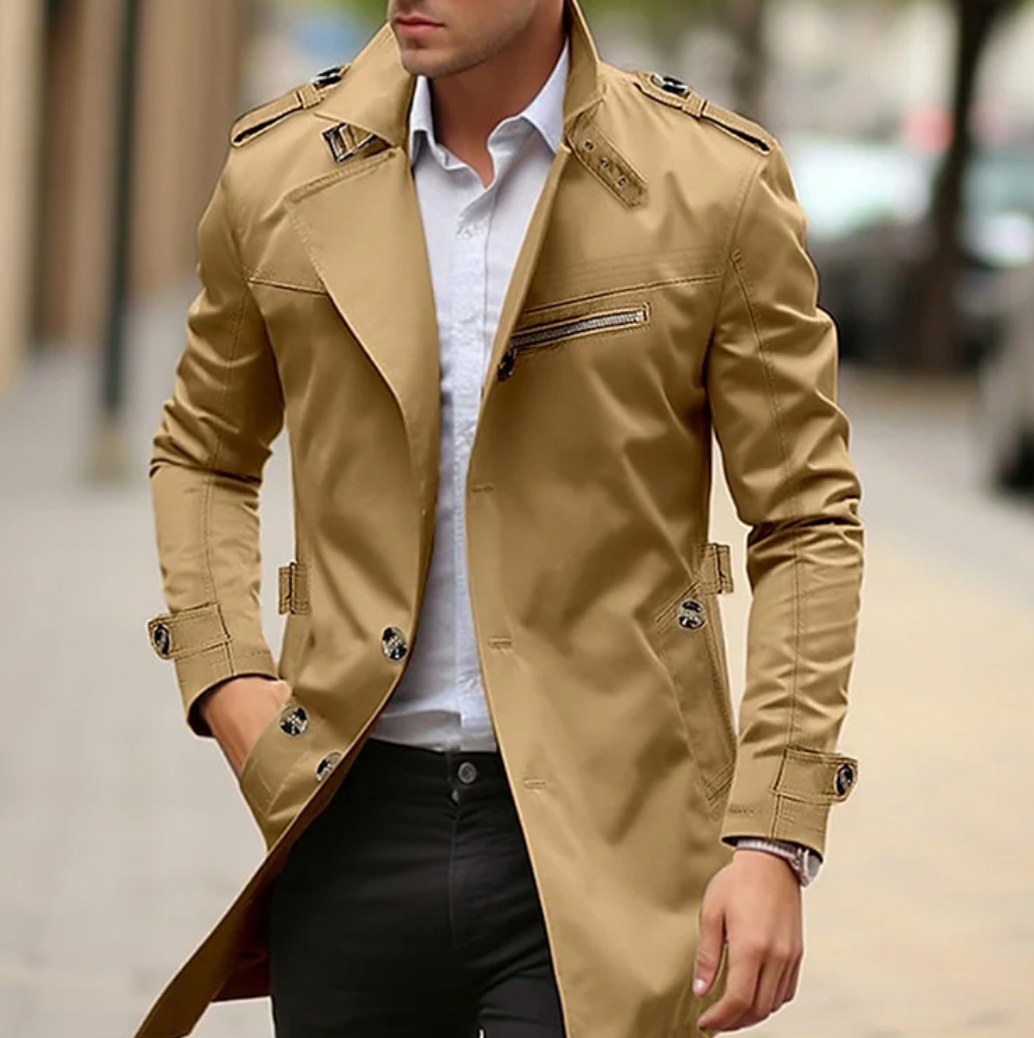 Trench Long Classique pour Homme | Manteau Slim Fit Élégant et Formel