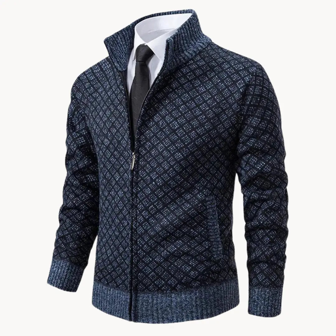 Veste Cardigan en Maille Zippée d’Hiver pour Homme | Pull Chaud à Col Montant