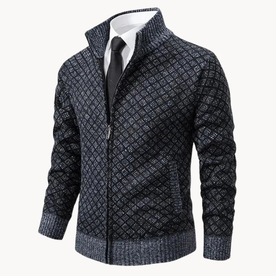 Veste Cardigan en Maille Zippée d’Hiver pour Homme | Pull Chaud à Col Montant
