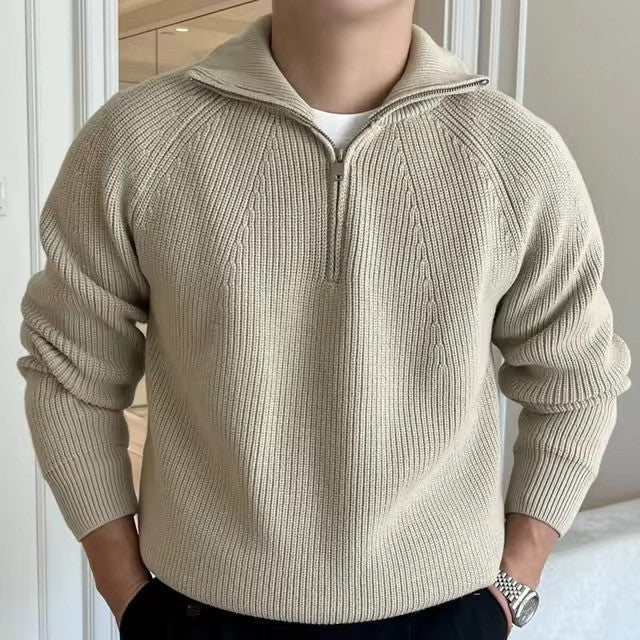 Pull en Maille à Manches Longues et Demi-Zip pour Homme | Pull Chaud et Confortable