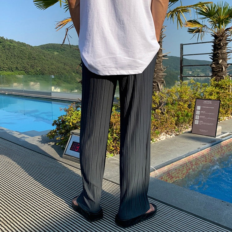 Pantalon Ample à Jambes Larges Plissé pour Homme | Pantalon Plissé Élégant