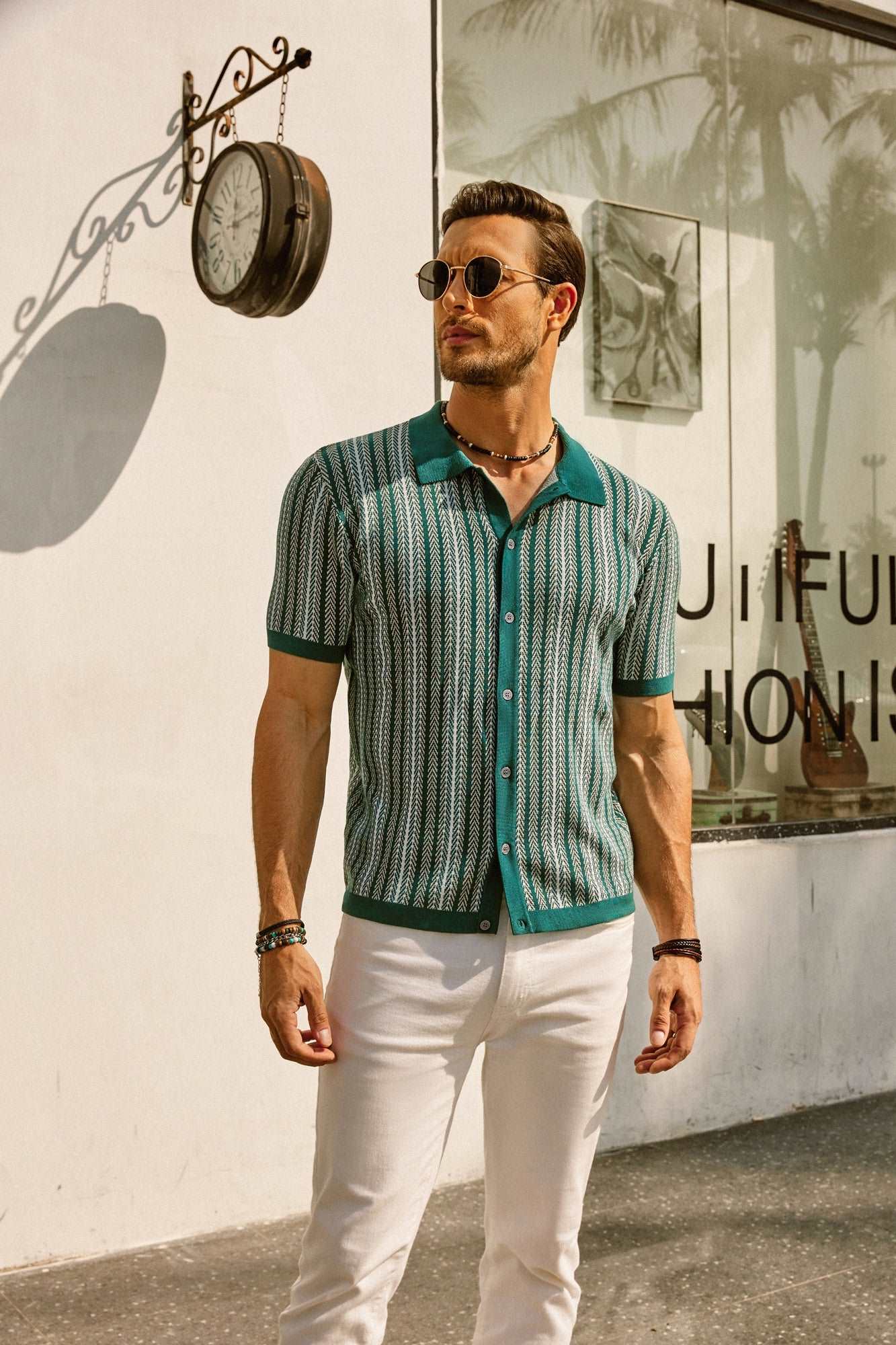 Bellini | Polo Chemise Rétro à Rayures pour Homme