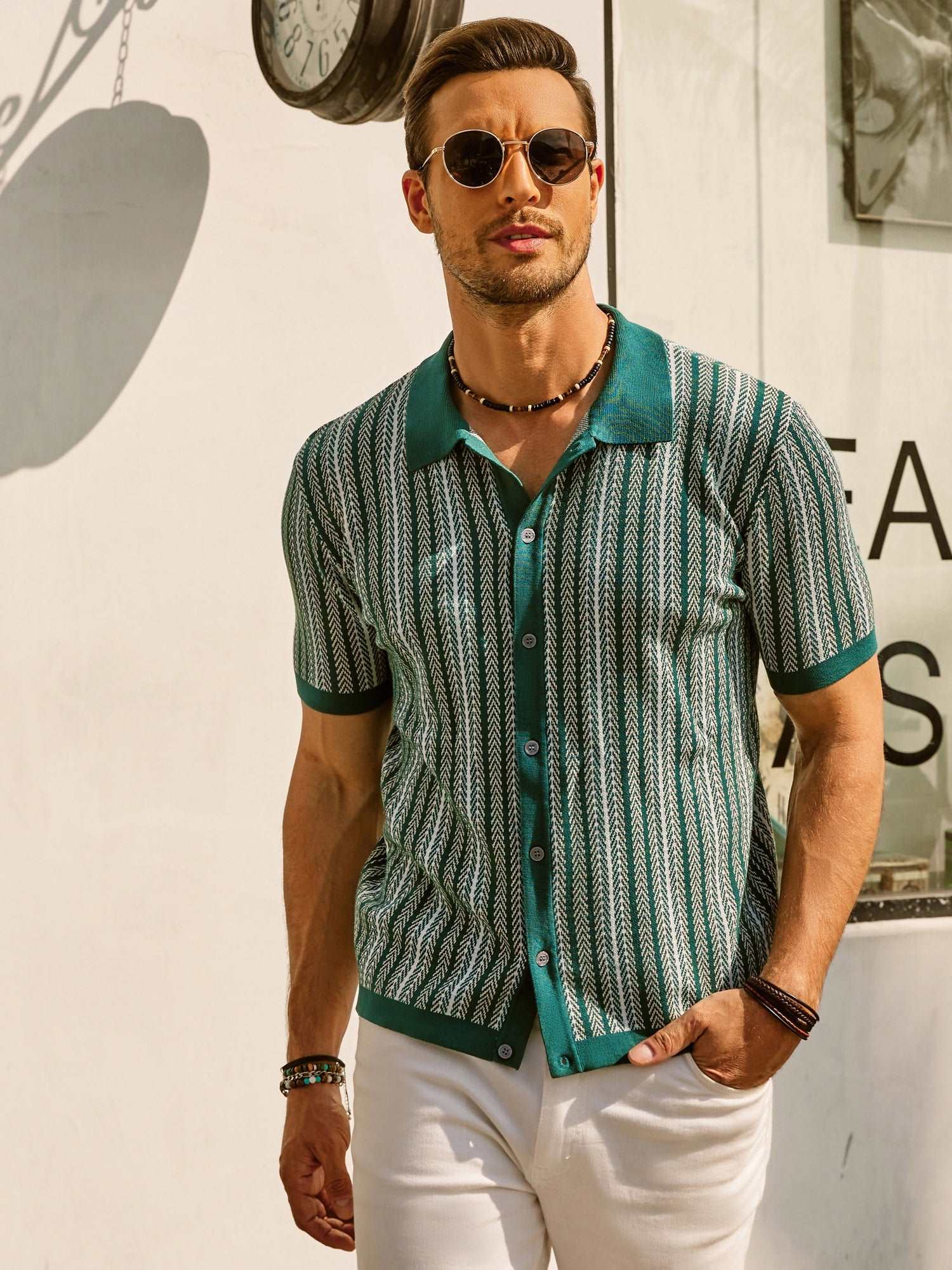 Bellini | Polo Chemise Rétro à Rayures pour Homme