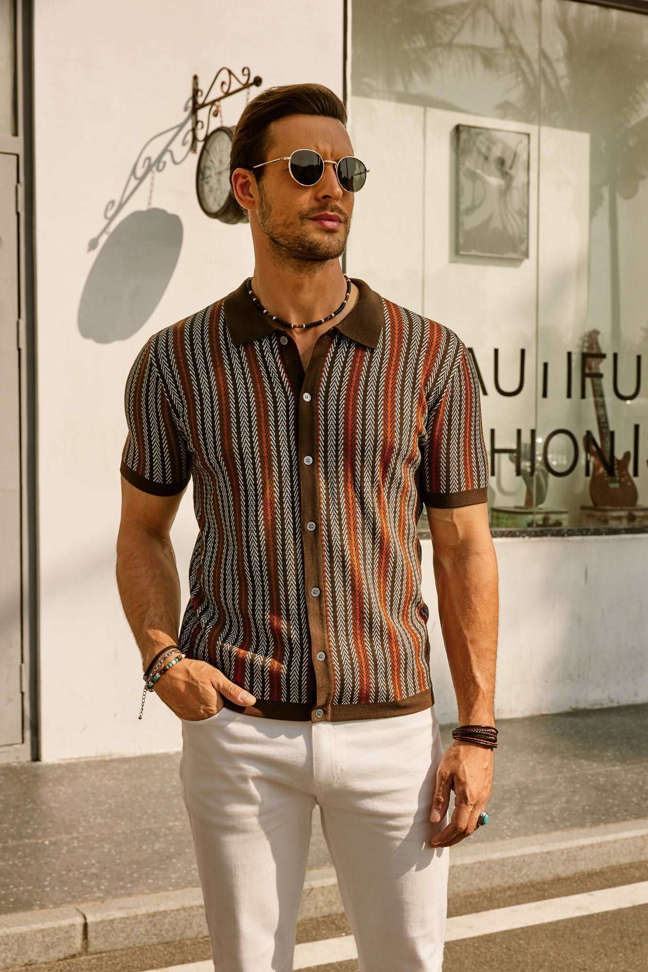 Bellini | Polo Chemise Rétro à Rayures pour Homme