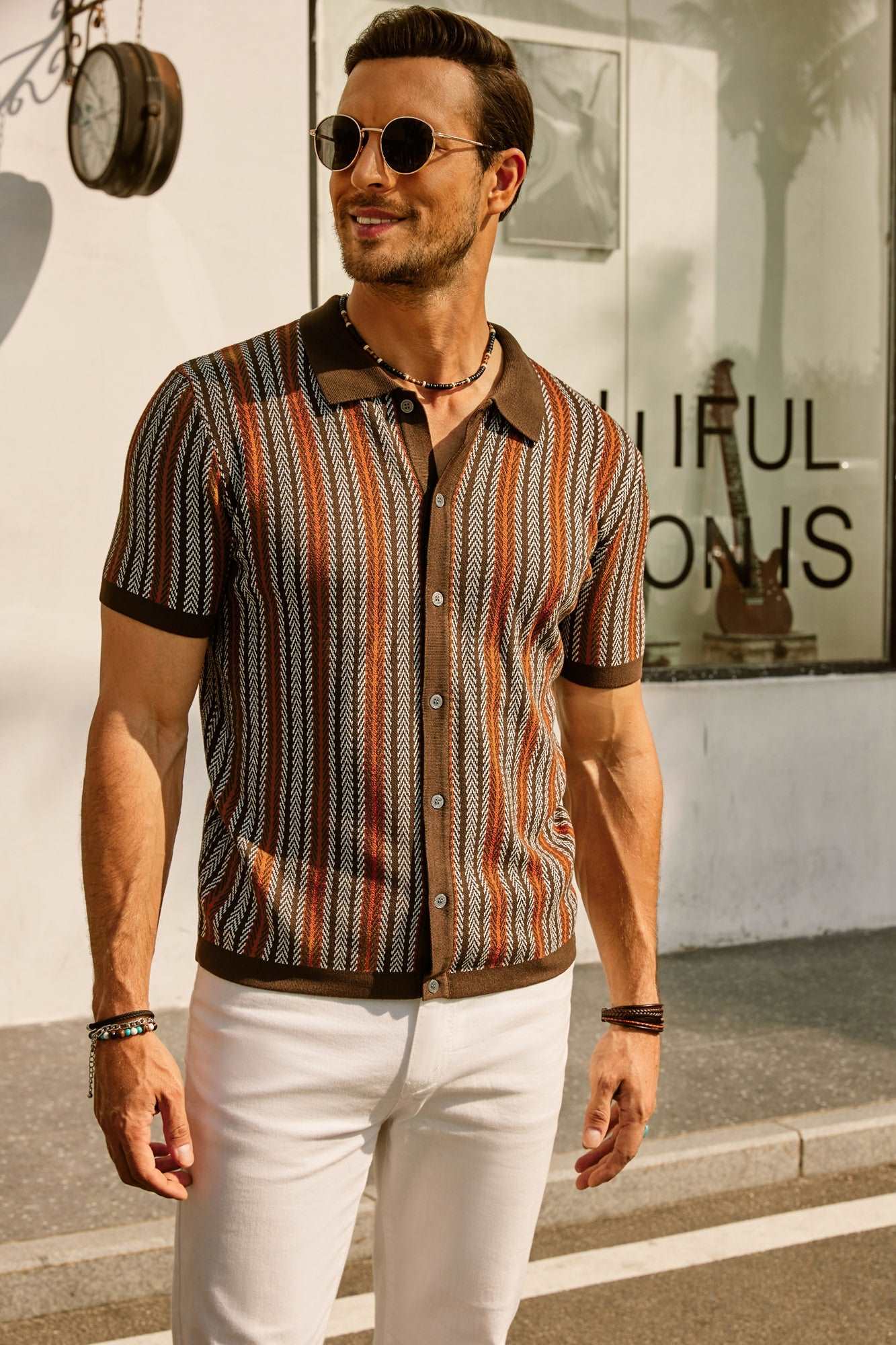 Bellini | Polo Chemise Rétro à Rayures pour Homme