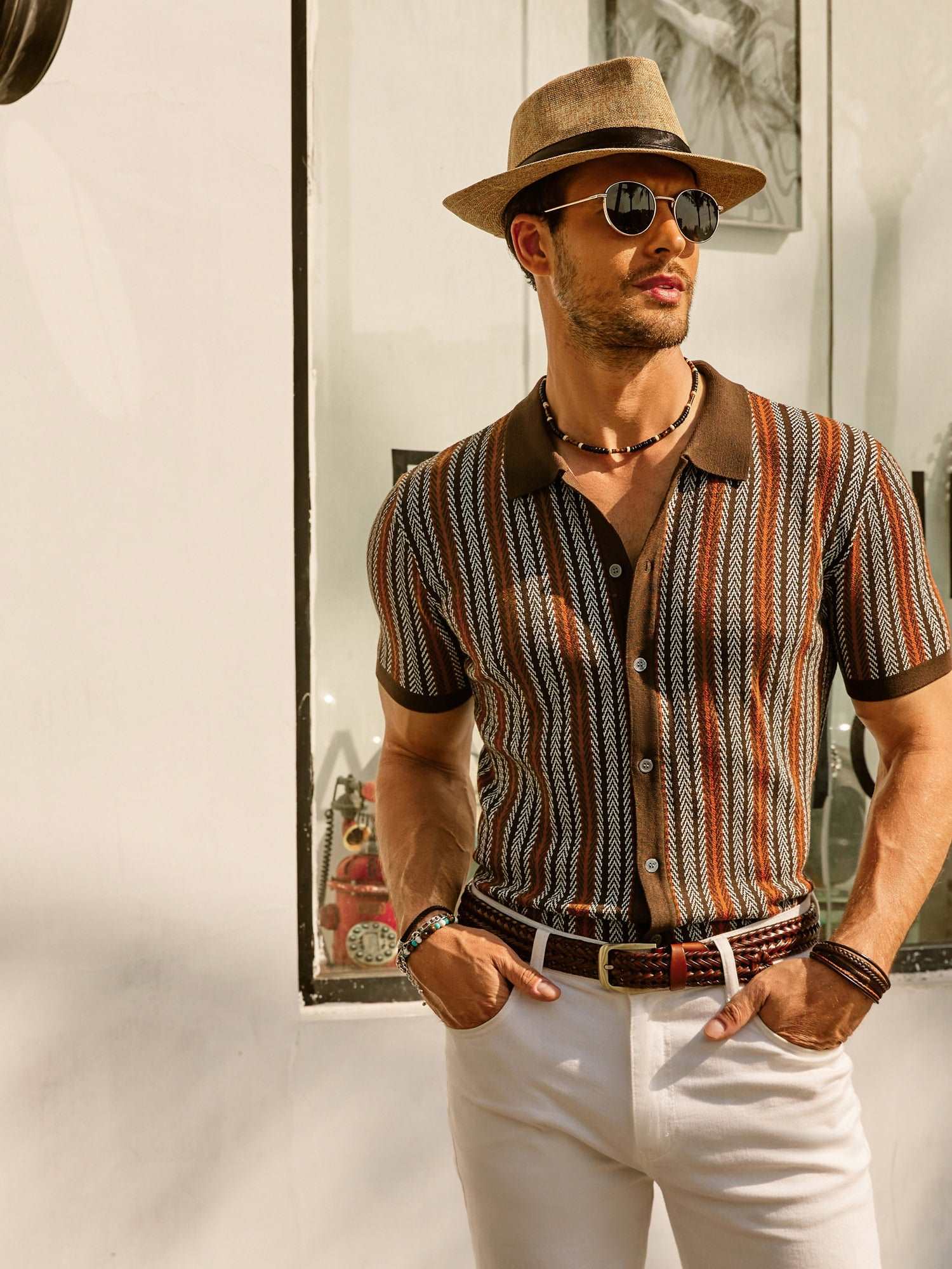 Bellini | Polo Chemise Rétro à Rayures pour Homme