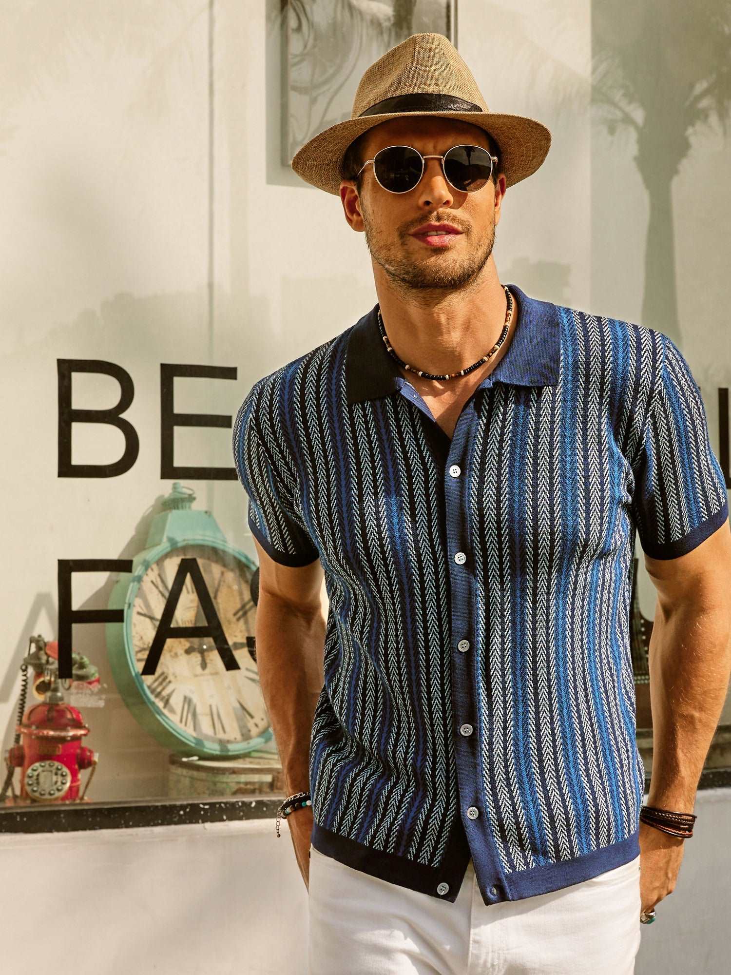 Bellini | Polo Chemise Rétro à Rayures pour Homme