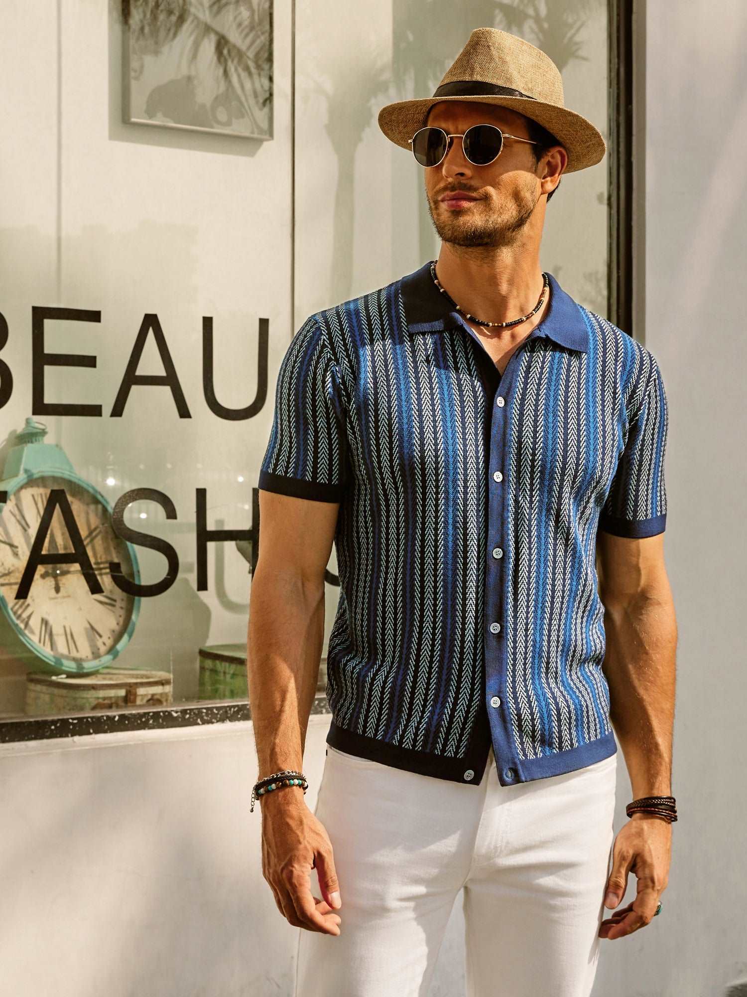 Bellini | Polo Chemise Rétro à Rayures pour Homme