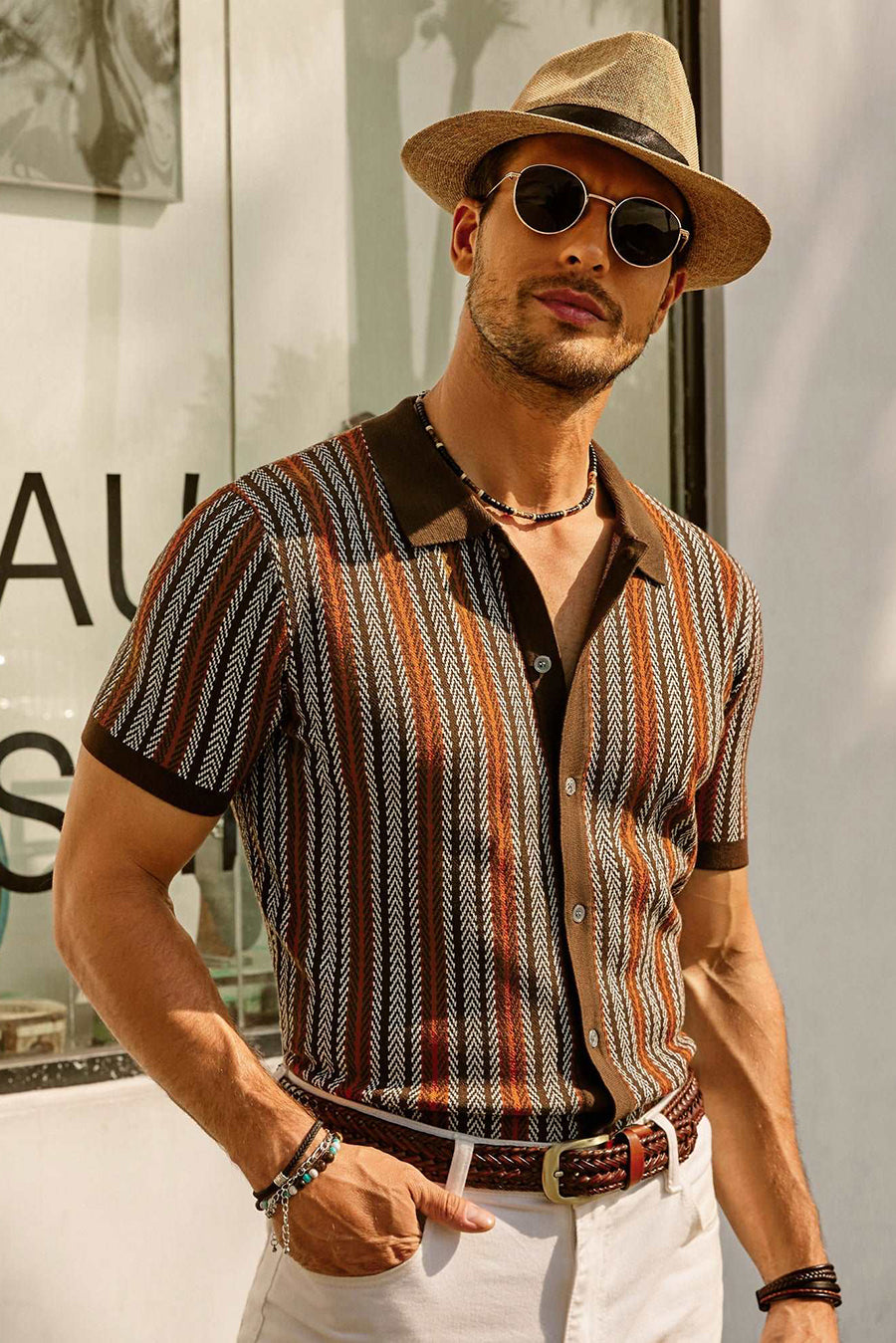 Bellini | Polo Chemise Rétro à Rayures pour Homme