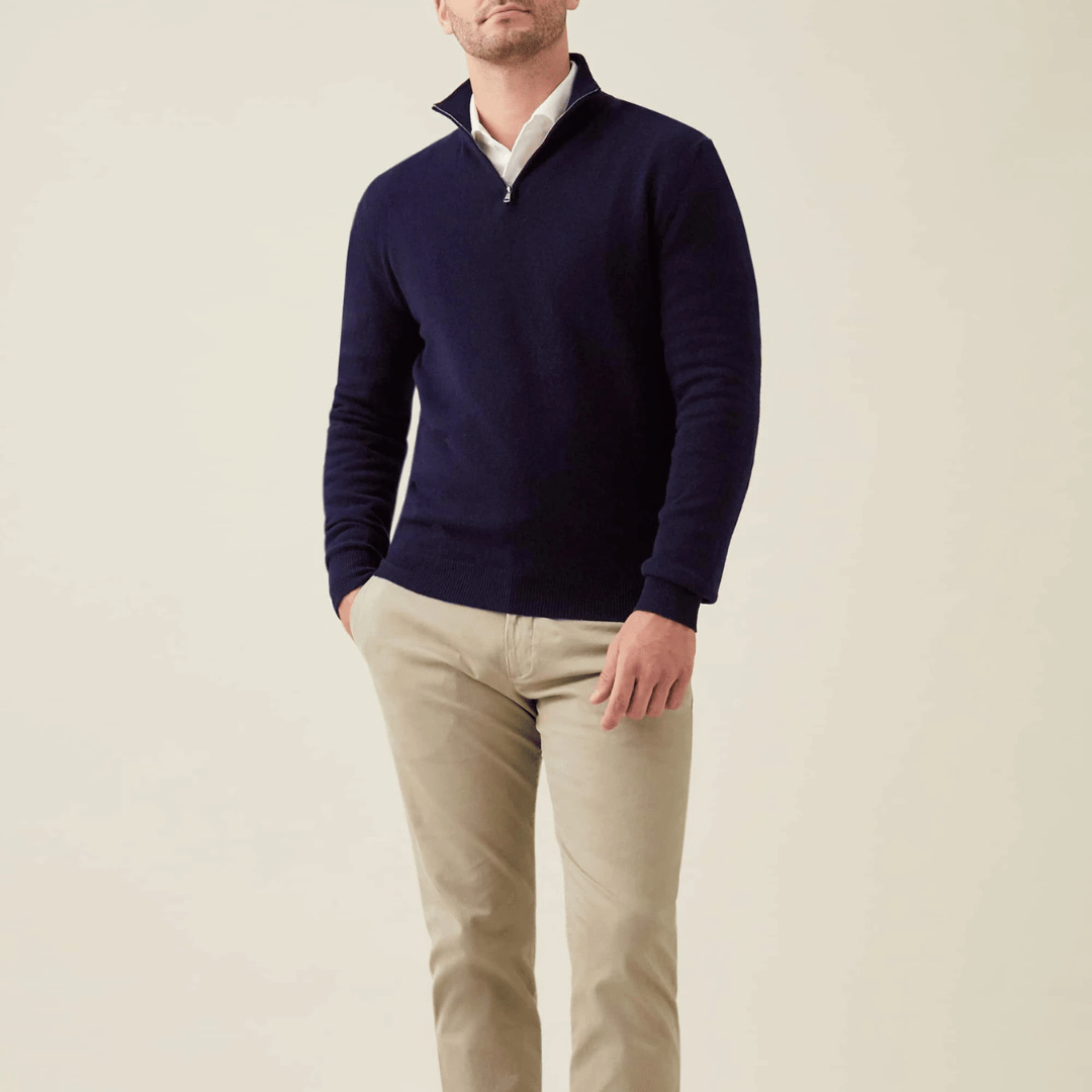 Pull Chaud Slim Fit à Demi-Zip pour Homme | Pull d’Hiver Zippé