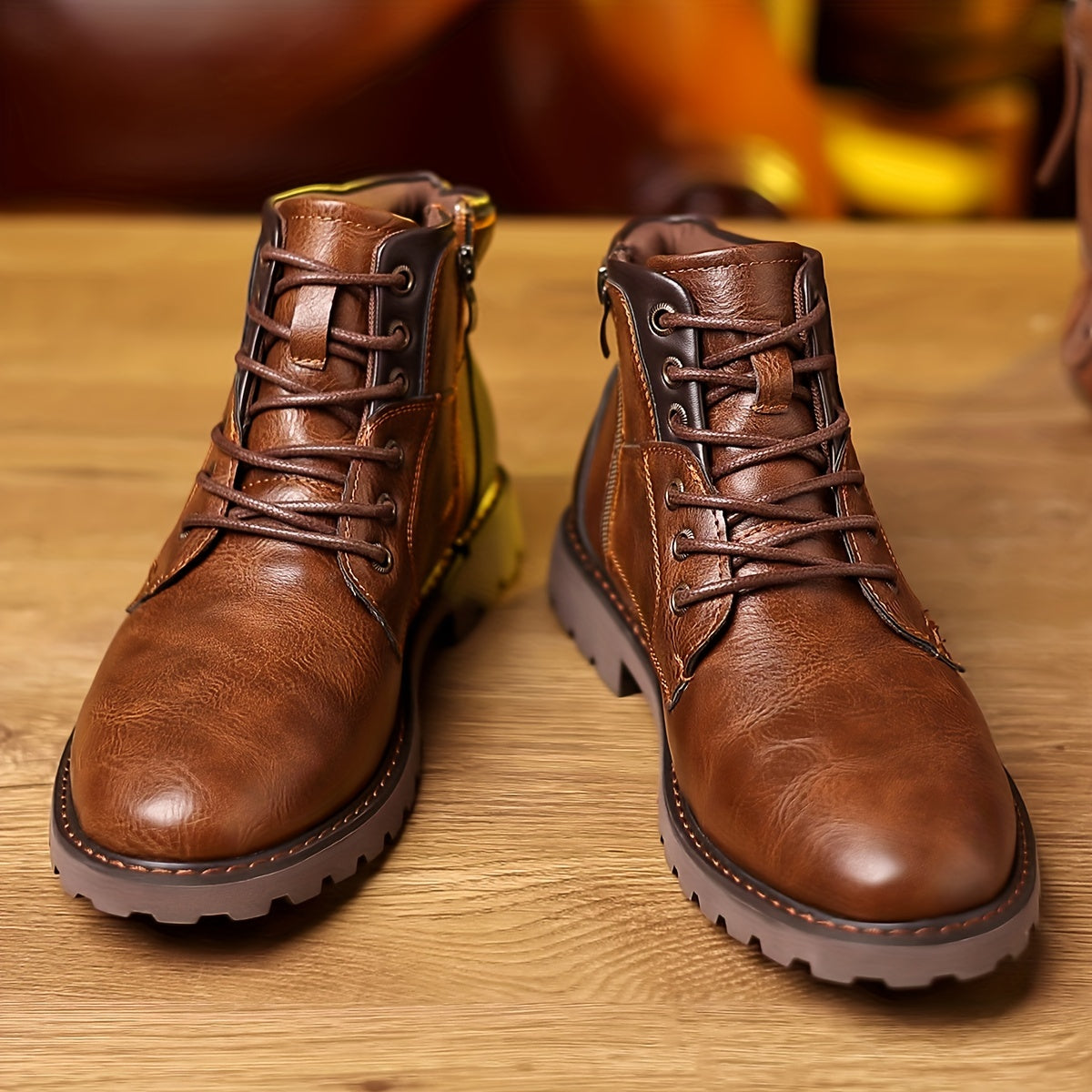 Bottes à Lacets pour Homme avec Fermeture Éclair Latérale | Bottines Classiques et Durables