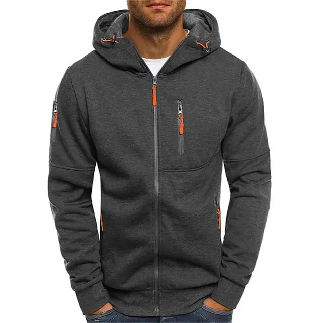 Sweat à Capuche Zippé d’Hiver pour Homme | Sweat Chaud avec Poches