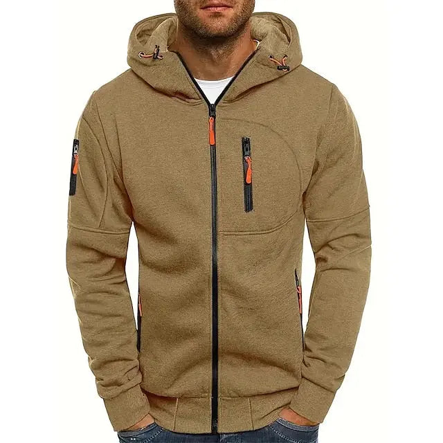 Sweat à Capuche Zippé d’Hiver pour Homme | Sweat Chaud avec Poches