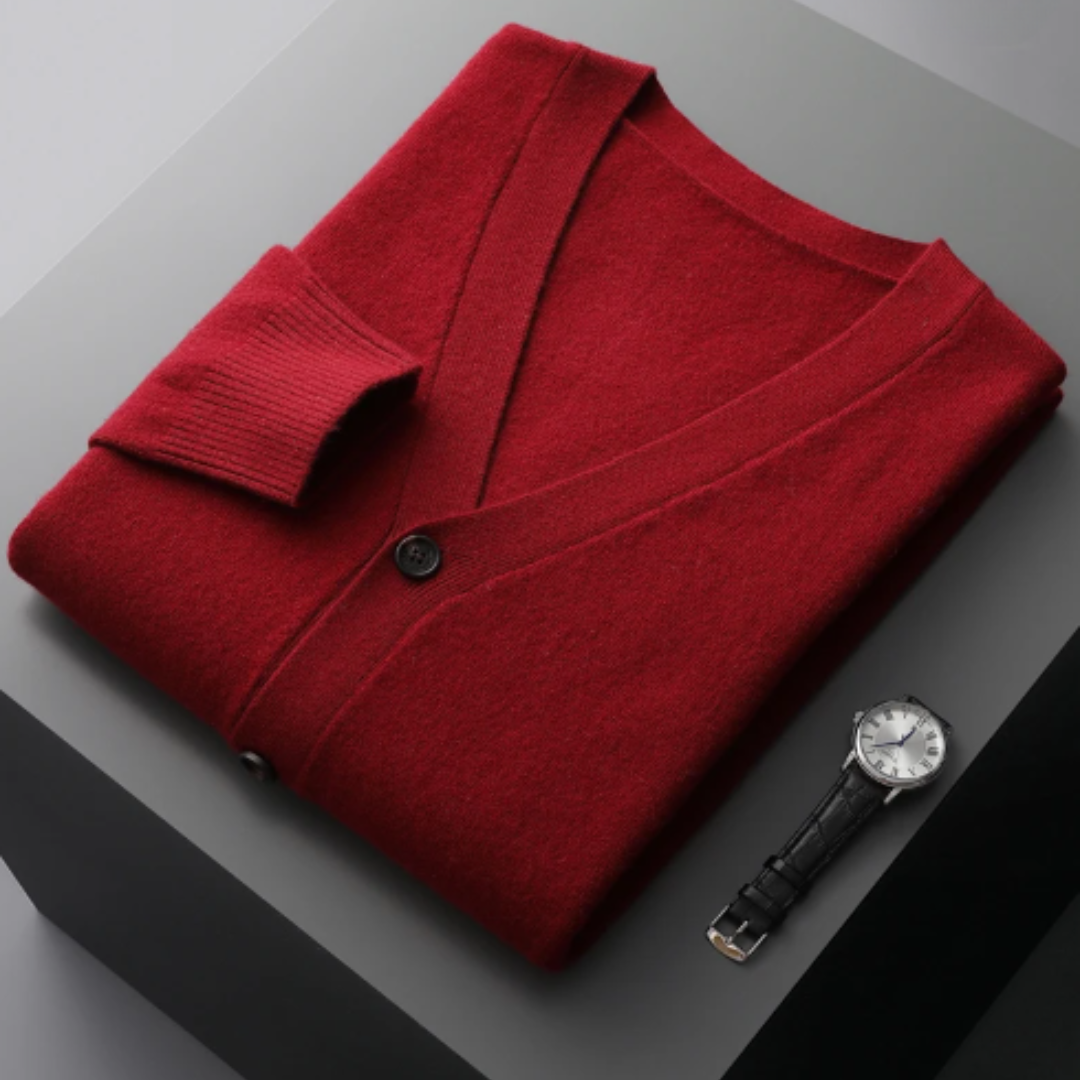 Cardigan en Maille à Col V et Boutons pour Homme | Pull d’Hiver Coupe Slim