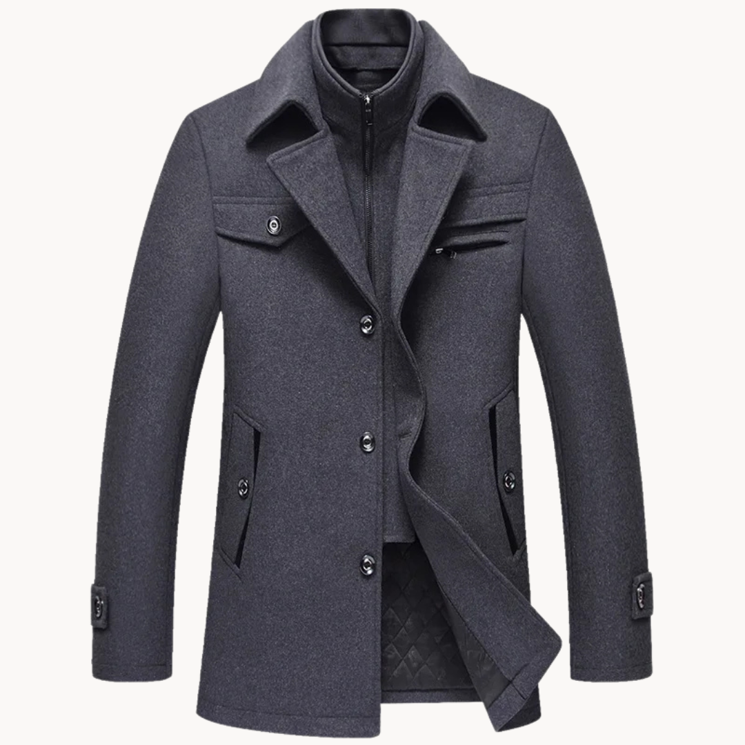 Manteau Long d’Hiver à Boutons pour Homme | Trench à Poches Multiples