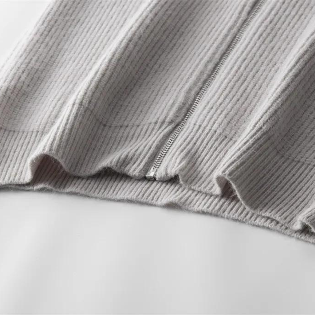 Cardigan Zippé en Maille Côtelée pour Homme | Pull Chaud