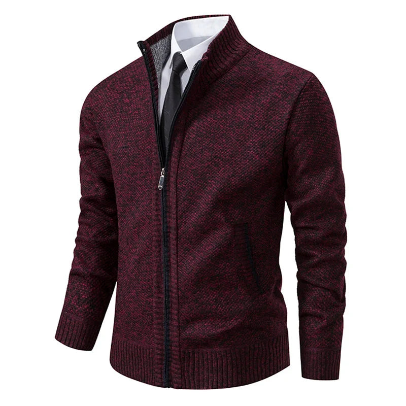 Pull Zippé Slim Fit en Maille pour Homme | Pull d’Hiver Élégant à Col Montant