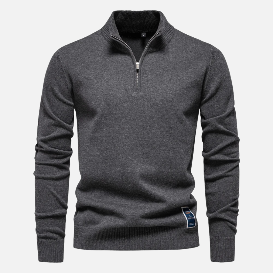 Pull en Maille à Demi-Zip pour Homme | Pull d’Hiver à Col Montant Chaud