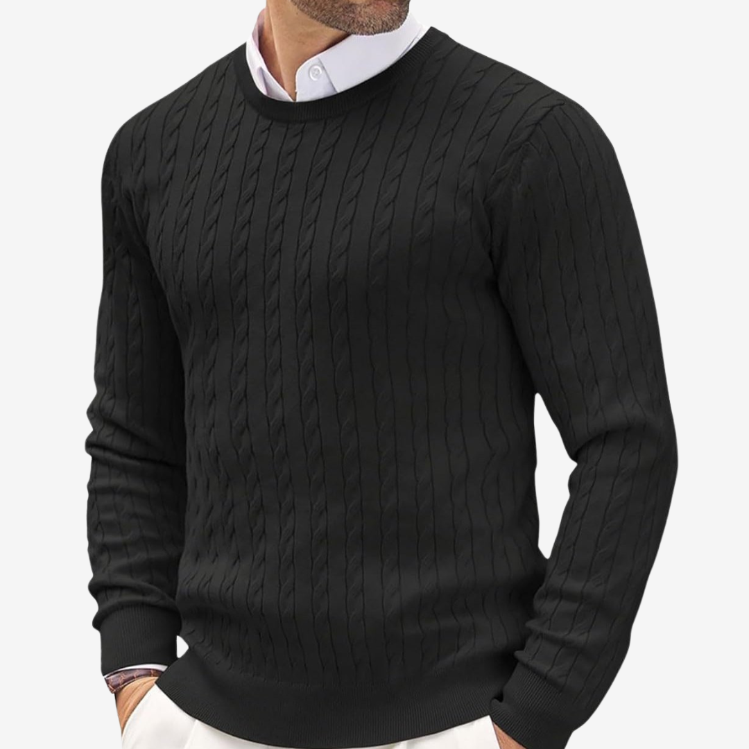 Pull d’Hiver à Col Rond en Maille Torsadée pour Homme | Pull Classique Chaud